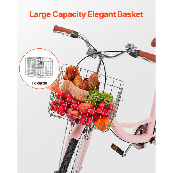 Cruiser-cykel, 165x59x108,5 cm, Rosa, Höglegerat stål