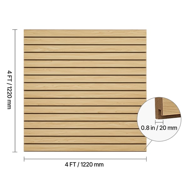 Rimoituseinäpaneeli, 122x122x1.8 cm, vaalea puu, MDF-säilytys