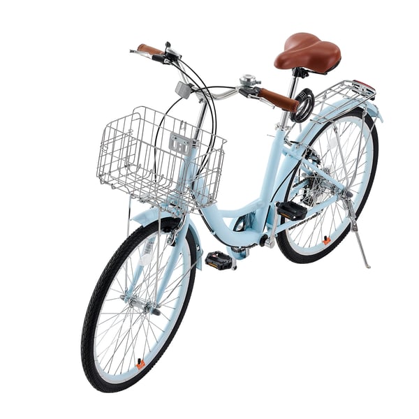 Cruiser-cykel, 7-växlad, 165x59x108,5 cm, ljusblå, högkolstål