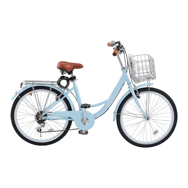 Cruiser-cykel, 7-växlad, 165x59x108,5 cm, ljusblå, högkolstål