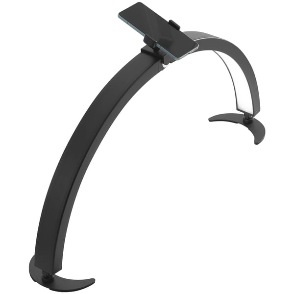 Skrivebordslampe, 40W Halvmåne LED-lampe med mobilholder, justerbar lysstyrke, sort, aluminium