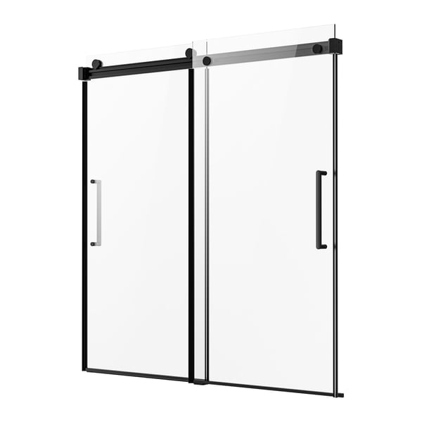 Liukuva kylpyammeen ovi, 142.2-152.4x152.4 cm, musta, karkaistu lasi