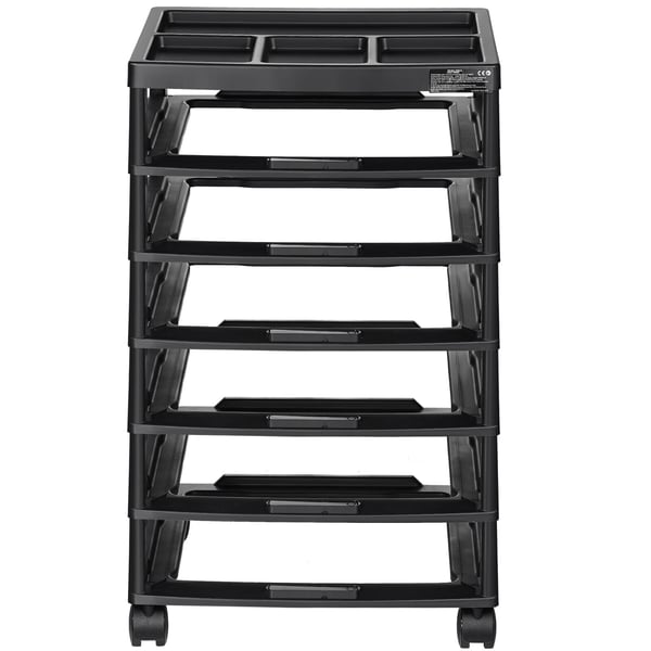 Rullende opbevaringsvogn, 6-lags stor kapacitetsorganisator, 36,2x40,5x68,5 cm, sort, PP-materiale