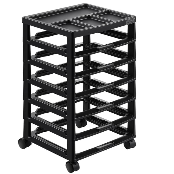 Rullende opbevaringsvogn, 6-lags stor kapacitetsorganisator, 36,2x40,5x68,5 cm, sort, PP-materiale