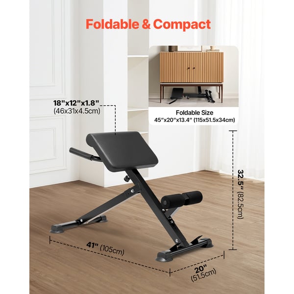 Roman-tuoli, selkäojennuspenkki, säädettävä, taitettava, hiiliteräs, 113 kg, musta