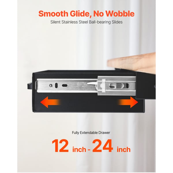Underdeskuffe, 38.5x23x7.6 cm, Sort, Metalopbevaring