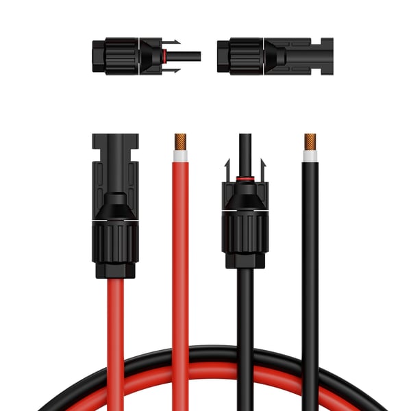 Solpanel förlängningskabel set, 30,48m svart och röd, 6mm², vattentät, koppar