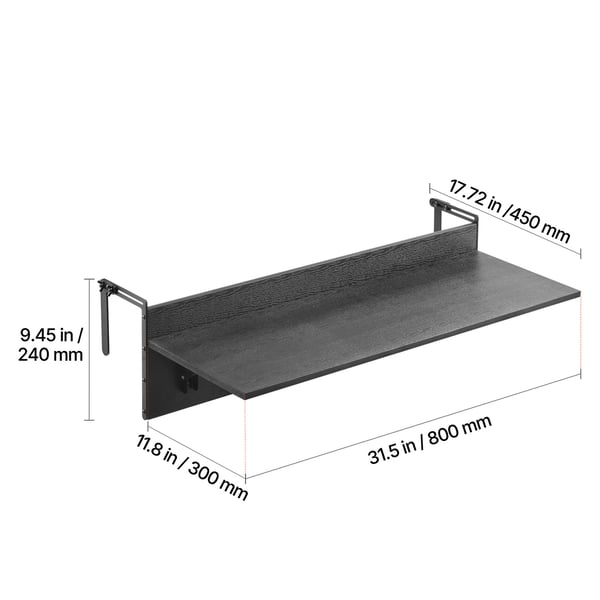 Altanophængt bord, 30,5x81,3 cm sammenklappeligt udendørs bord, sort, metal