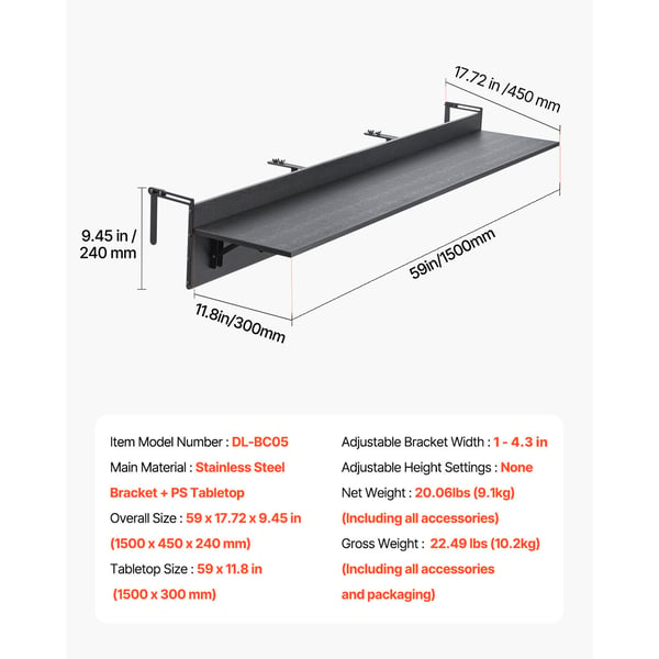 Altanophængt bord, 150x45x24 cm, sammenklappeligt, udendørs, metal