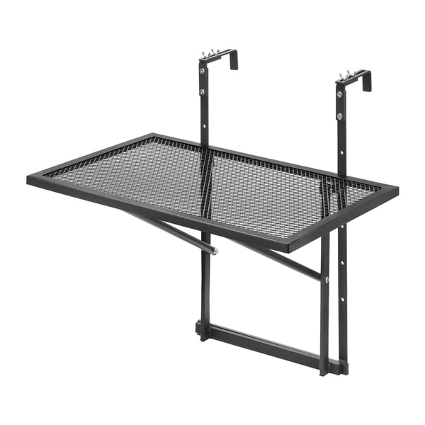 Parvekkeen ripustettava pöytä, 61x53x59 cm, metalli, taitettava, säädettävä