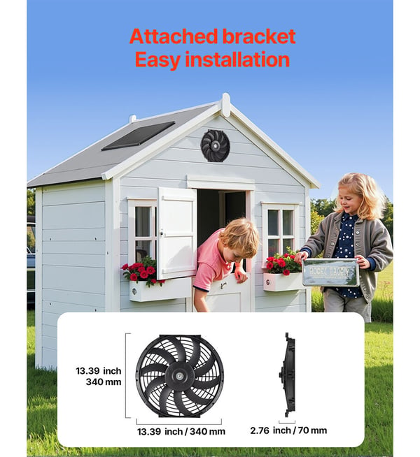 Vindsluftare, 34x7 cm, Svart, Solcellsdriven ventilation