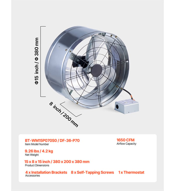 Vindsluftare, 34x7 cm, Svart, Solcellsdriven ventilation
