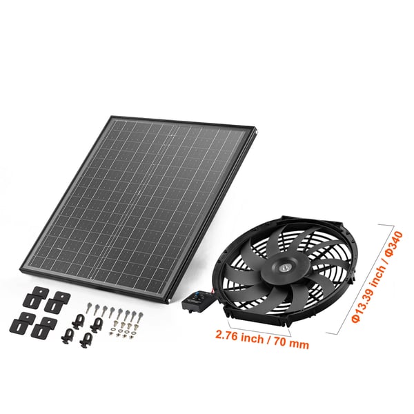 Vindsluftare, 34x7 cm, Svart, Solcellsdriven ventilation