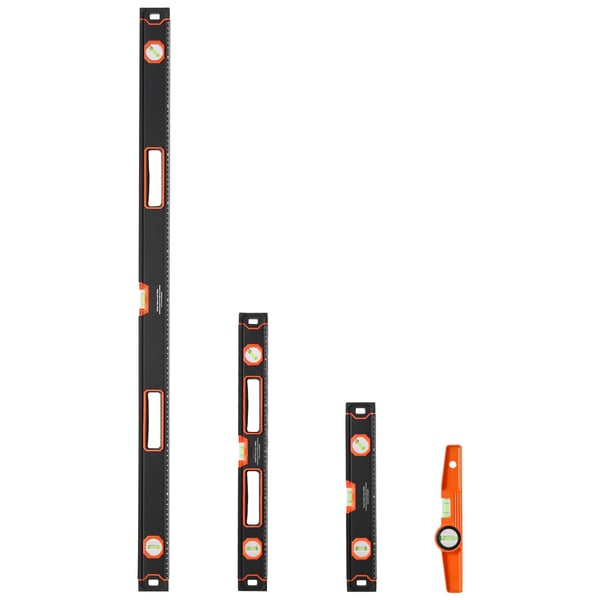 Level Set, 4-osainen magneettinen vatupassi, 1200x30x64.4 mm, musta, alumiini