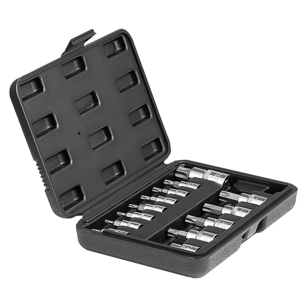 Torx bit topnøglesæt, 13-dele, 195x140x38 mm, sort, legeret stål