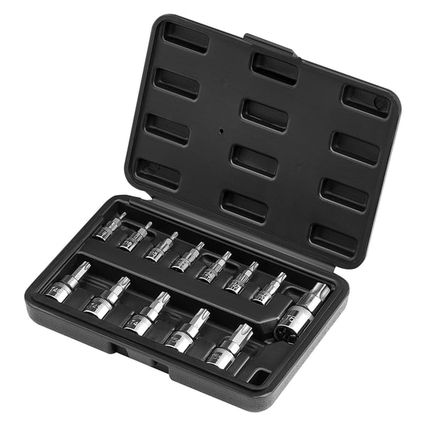Torx bit topnøglesæt, 13-dele, 195x140x38 mm, sort, legeret stål