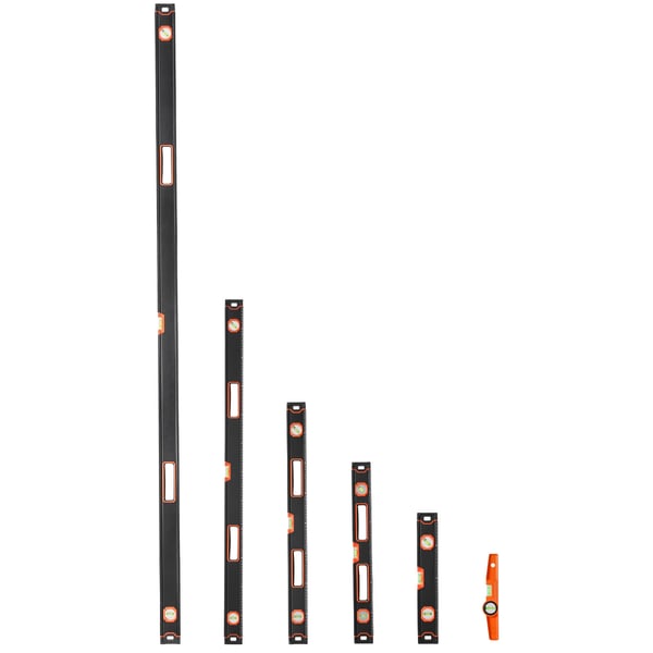 Level Set, 6-delt Torpedoniveau-sæt, 250x20.5x47 mm, Sort, Aluminium