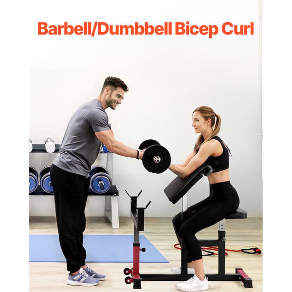 Prædikant Curl Bænk, Justerbar, Styrketræning, Bicepsmaskine, Sort Rød, Stål