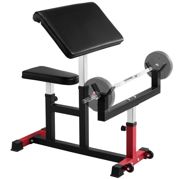 Prædikant Curl Bænk, Justerbar, Styrketræning, Bicepsmaskine, Sort Rød, Stål