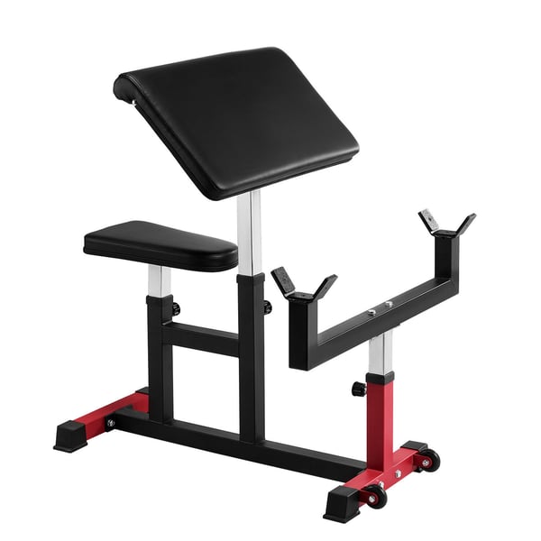 Prædikant Curl Bænk, Justerbar, Styrketræning, Bicepsmaskine, Sort Rød, Stål