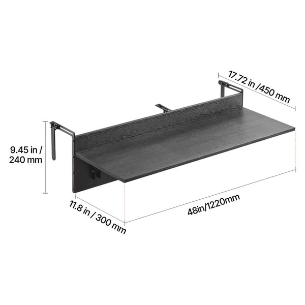 Balkonghängande bord, 122x45x24 cm, Fällbart, Utomhus
