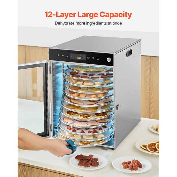 Maddehydrator, 12 bakker, 35,5x47,3x49,5 cm, rustfrit stål