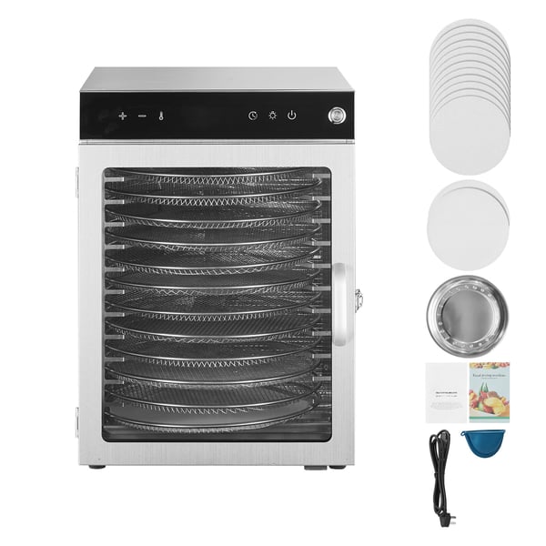 Maddehydrator, 12 bakker, 35,5x47,3x49,5 cm, rustfrit stål