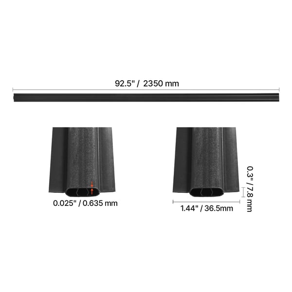 Sekretessstavar för staket, dubbelvägg vertikal bottenlåsning med vingar, 2350x36,5x7,8 mm, svart, HDPE