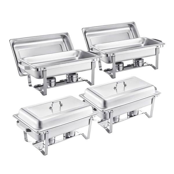 Chafing-astia buffet-setti, 8 qt 4 kpl, ruostumaton teräs, hopea