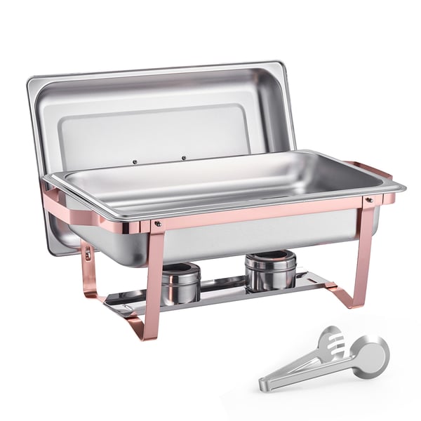 Chafing-astia buffet-setti, 8 qt 2 kpl, ruostumaton teräs, ruusukulta