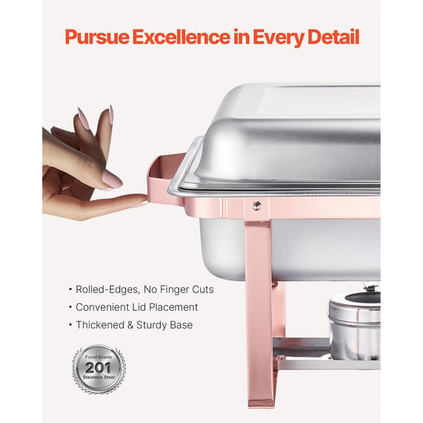 Chafing Dish Bufféset, 8 Qt 2-pack, Rostfritt Stål, Roséguld