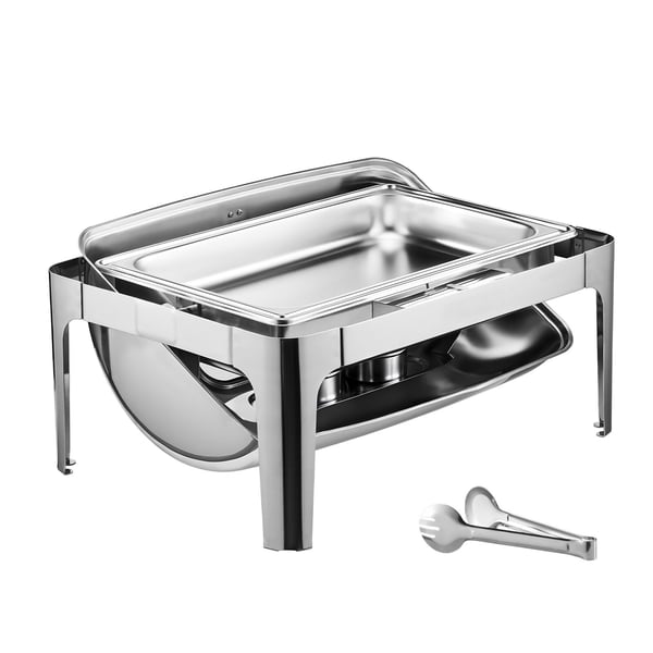 Chafing Dish Set, Rolltop Bufféserver 9QT Rostfritt Stål, Silver