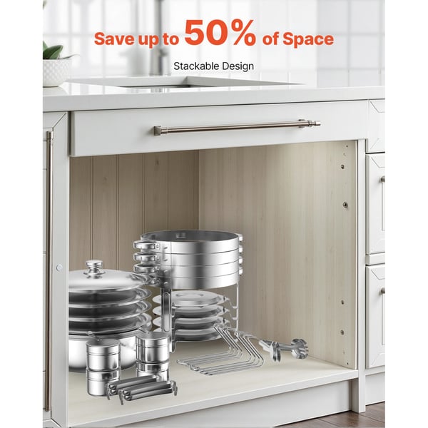Chafing Dish Buffet -setti, 4 kpl, 5 qt, ruostumaton teräs, hopea, tarjoilulämmitin
