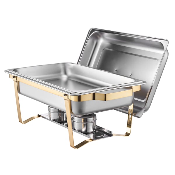 Chafing-astia buffet-setti, 4 kpl, ruostumaton teräs, kulta