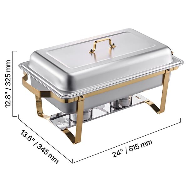 Chafing-astia buffet-setti, 4 kpl, ruostumaton teräs, kulta