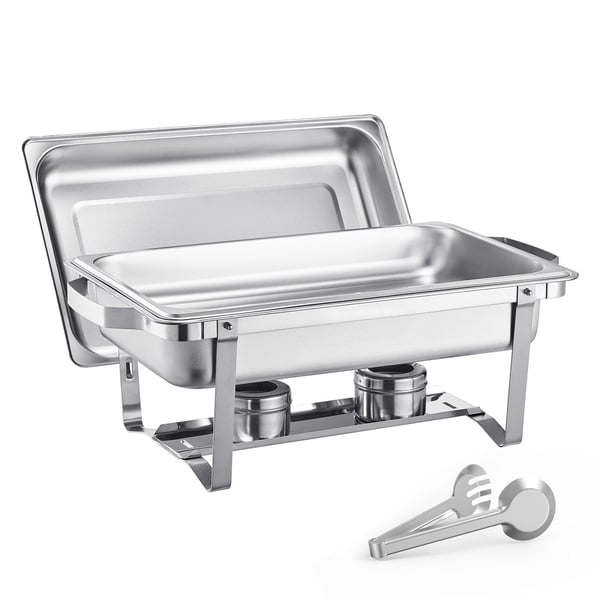 Chafing-astia buffet-setti, 8 qt 2 kpl, ruostumaton teräs, hopea
