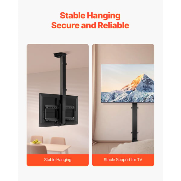 Loftmonteret TV-beslag, Motoriseret elektrisk justerbar, 17.5x72.5x73-173 cm, Stål