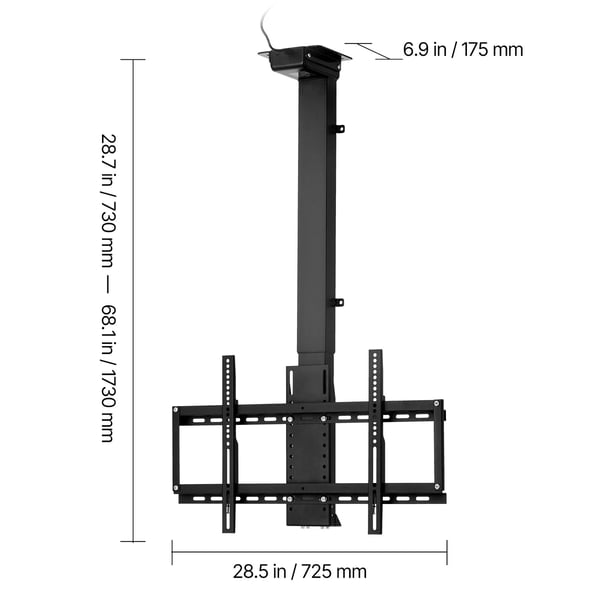 Loftmonteret TV-beslag, Motoriseret elektrisk justerbar, 17.5x72.5x73-173 cm, Stål