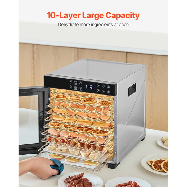 Matdehydrator, 10 brickor, 34x40.5x36.5 cm, rostfritt stål