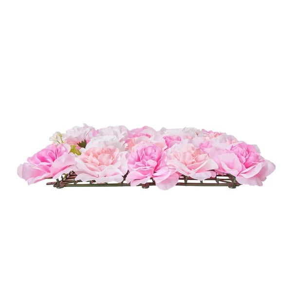 Blomväggspanel, 12 stycken, 38x38x6,5 cm, rosa, konstgjord blommdekor