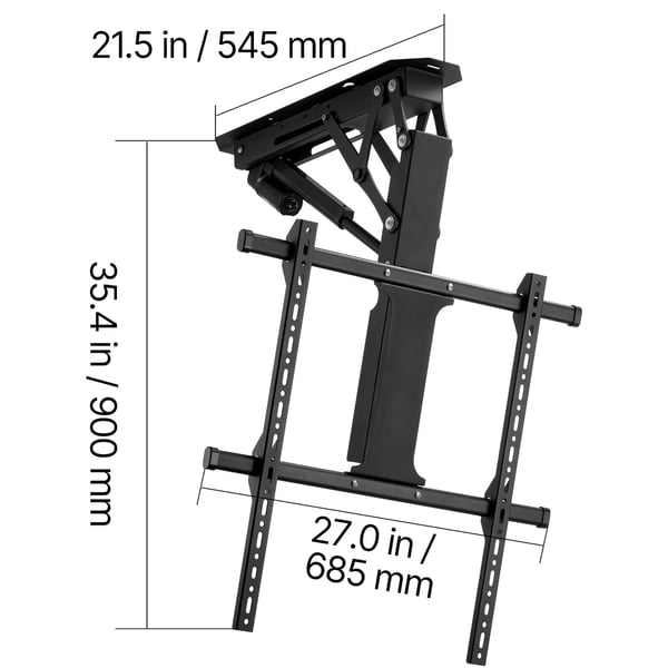 Loftmonteret TV-beslag, Motoriseret elektrisk justerbar, 54,5x68,5x90 cm, Stål