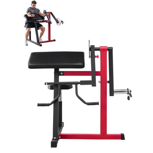 Preacher Curl Maskin Justerbar 2-i-1 Biceps Triceps Bänk Svart Röd Stål