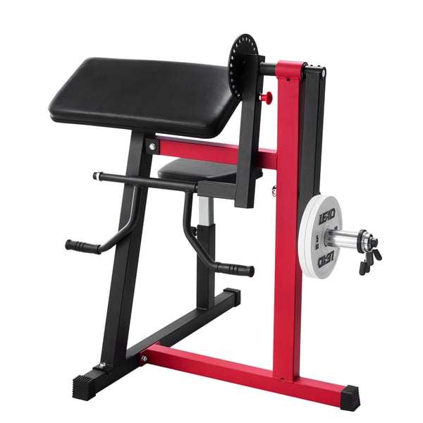 Preacher Curl Maskin Justerbar 2-i-1 Biceps Triceps Bänk Svart Röd Stål