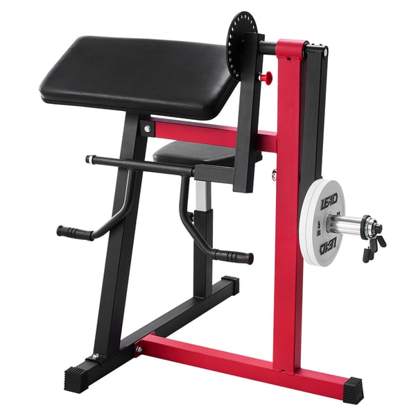 Preacher Curl Maskin Justerbar 2-i-1 Biceps Triceps Bänk Svart Röd Stål