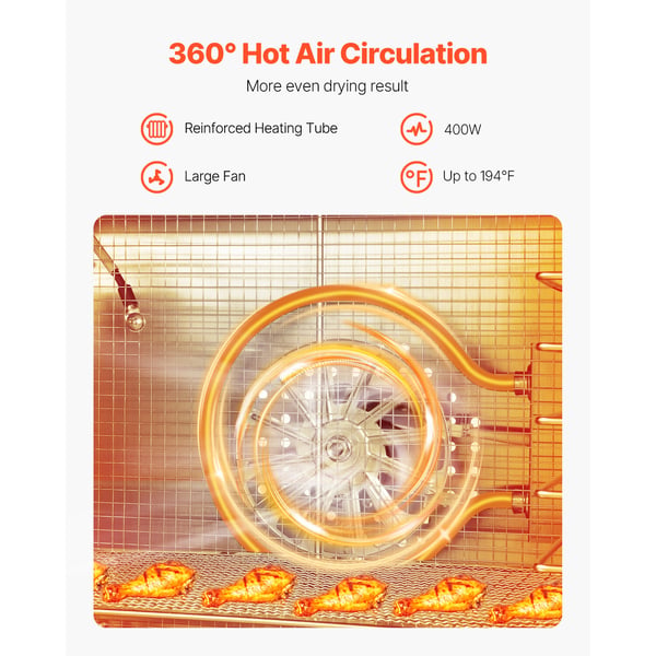 Maddehydrator, 30x31x25 cm, rustfrit stål, justerbar temperatur