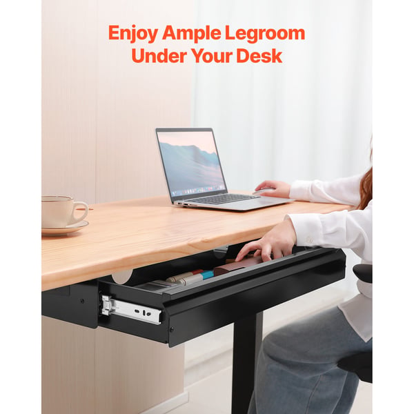 Under Desk Låda, 74x23.5x10.7 cm, Svart, Förvaring i stål