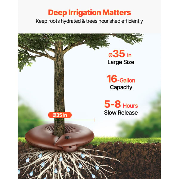 Trævandingspose sæt, 16 gallon, 6-9 timers langsom frigivelse, kraftig PVC