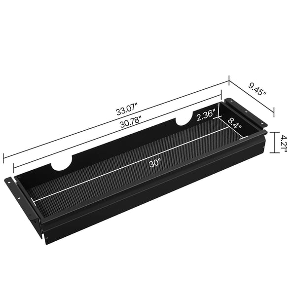 Underdeskuffe, 84x24x10.7 cm, Sort, Stålopbevaring
