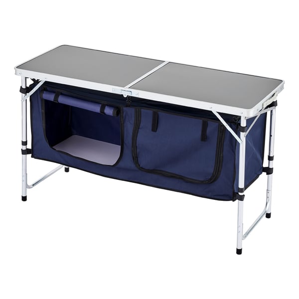 Campingkökbord, 56x63.5x71 cm, Blå, Aluminium, Förvaring