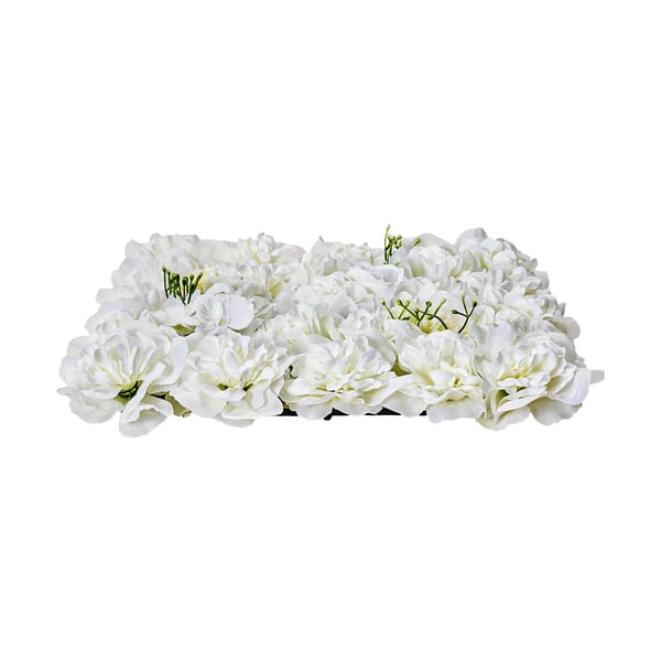 Blomväggspanel, 24 stycken, 38x38x6,5 cm, Vit, Konstgjord blomstergdekoration